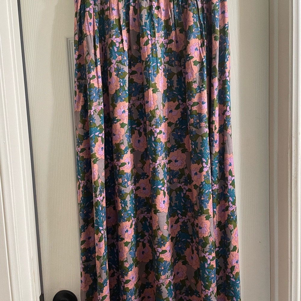 NATURAL LIFE Floral A-Line Skirt - Pink and Blue